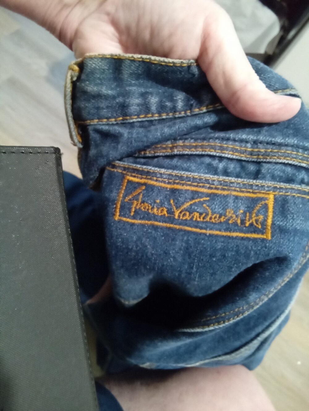 Vintage 70's Gloria Vanderbilt Deep Indigo Blue Denim Orange Stitcing Sz 14 - Picture 15 of 16